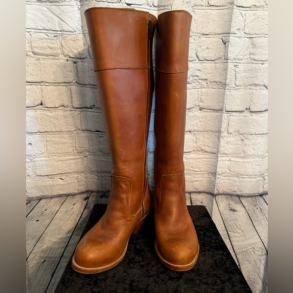 Handcrafted NWOB Women’s Lt Brown Knee High Leather Wide Calf Boots. Size 7. BR - Picture 1 of 10
